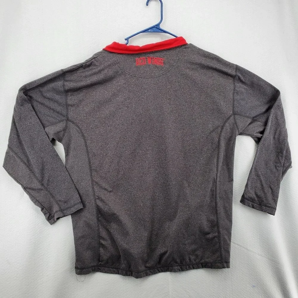 Redwings Hockey Shirt Gray Pullover Pockets Men?s Size Large 1/4 Zip - Picture 8 of 12
